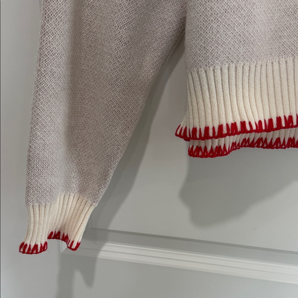 Cherry Design Knit Sweater - Cream and Red - Picture 3 of 5